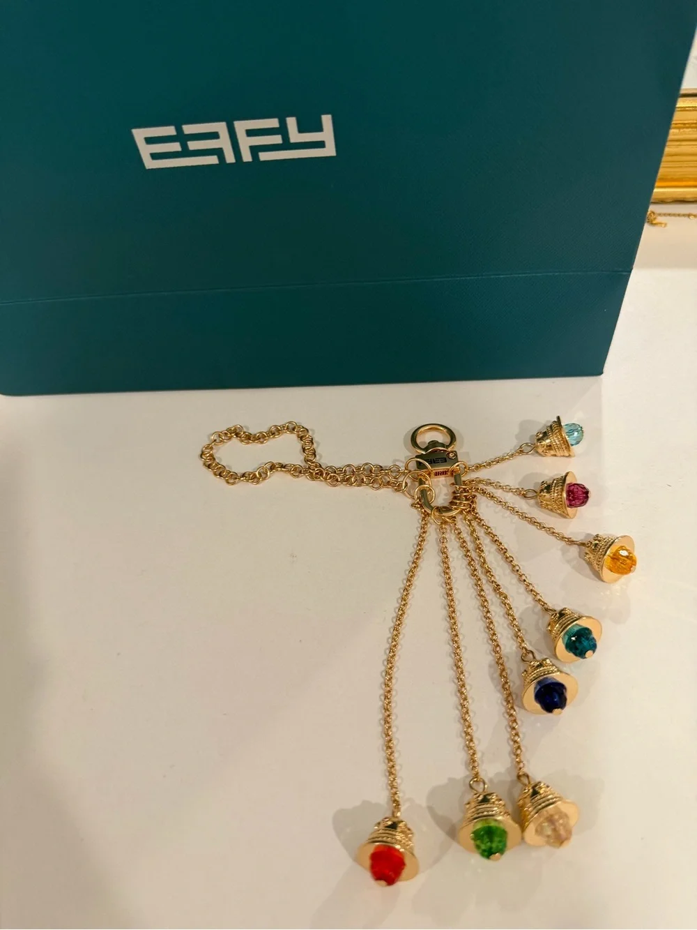 Effy Gold Multicolor Bell Tassel Key & Card Holder Charm